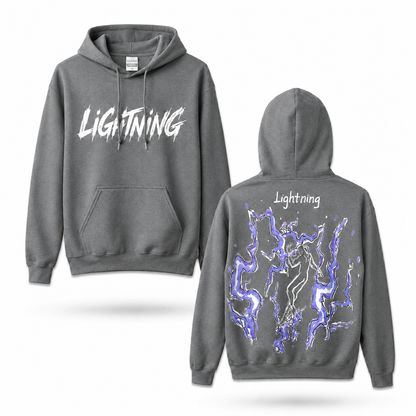 Oversized Streetwear Graphic Hoodie – Abstract Lightning Sketch Print