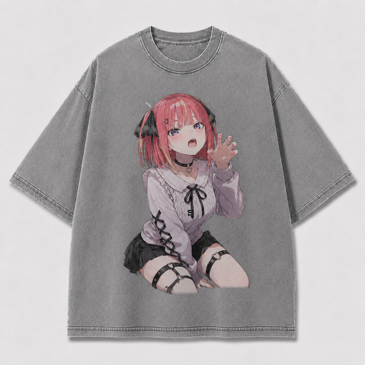Oversized Graphic Print T-Shirt – Gothic Waifu Streetwear Tee