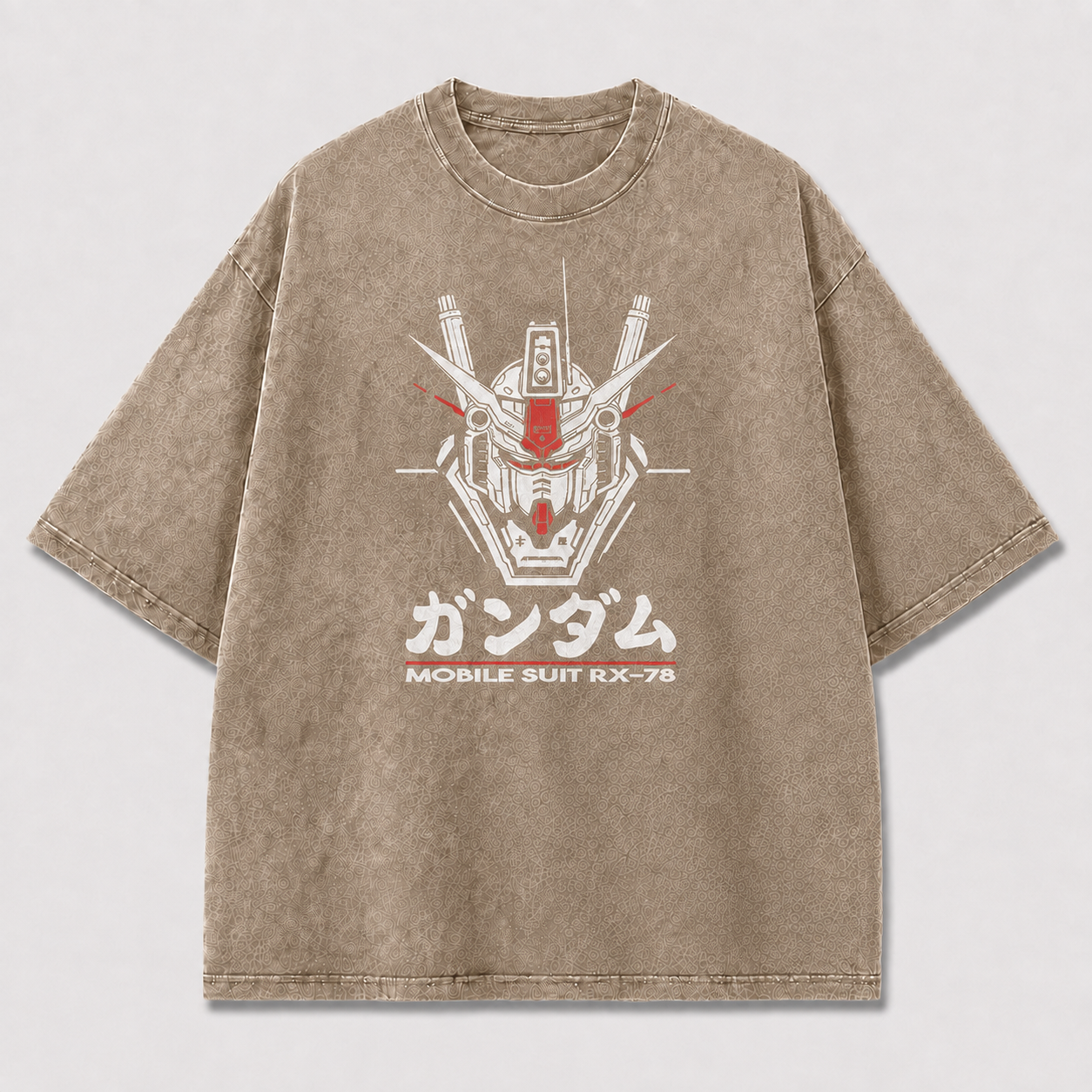 Oversized Mecha Head Graphic Tee – Bold Emblem Print Top