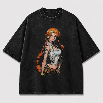 Oversized Streetwear Graphic Tee – Braided Hair Side Portrait Print