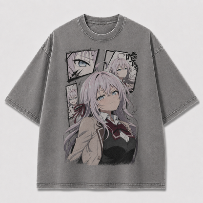 Oversized Graphic Print T-Shirt – Schoolgirl Waifu Streetwear Tee