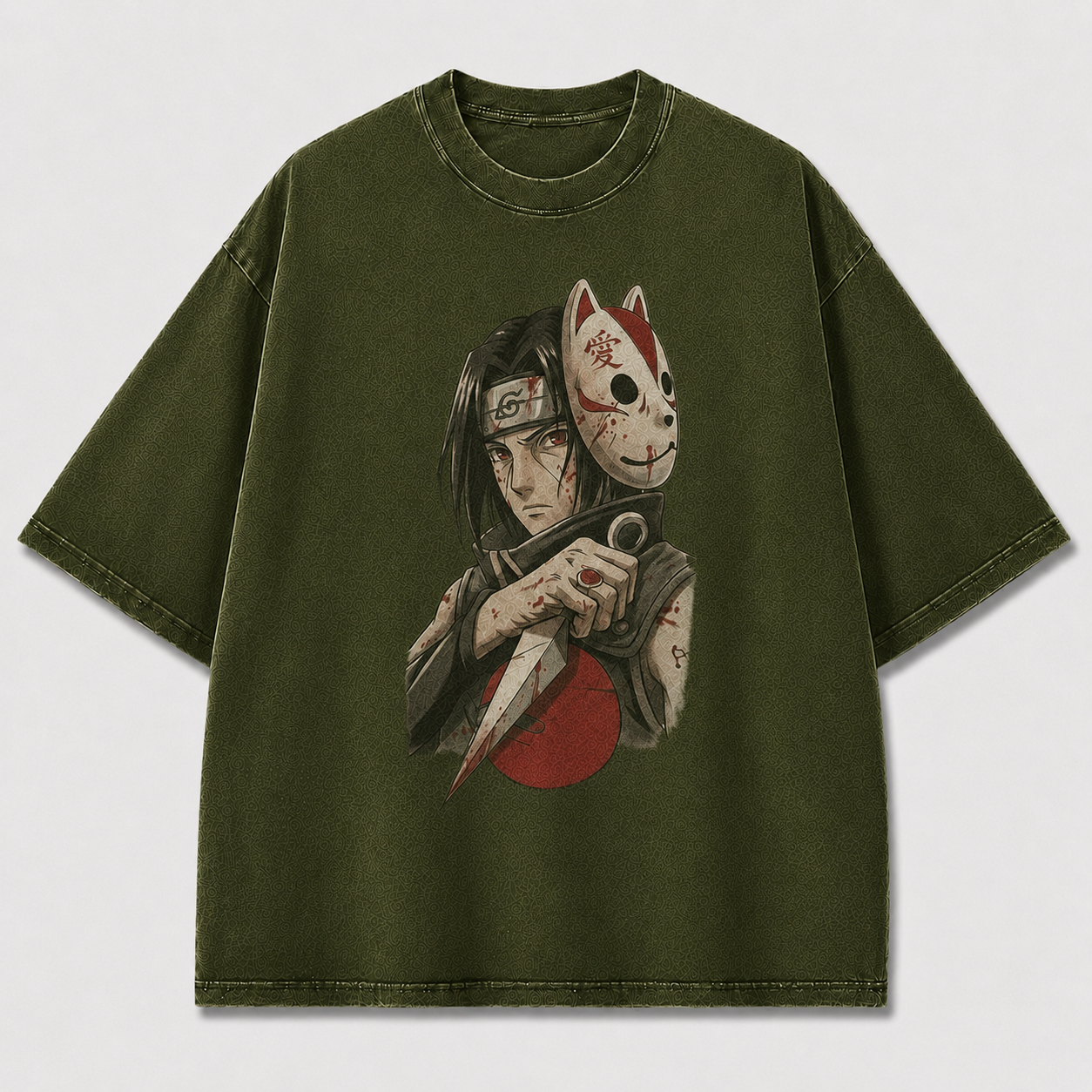 Oversized Streetwear Graphic Tee – Fox Mask Blade Portrait Print