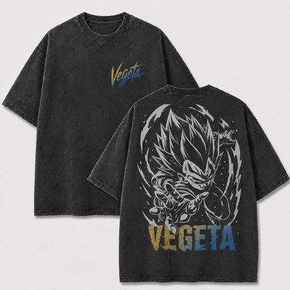 Super Saiyan Blue Vegeta Washed Tee – Dragon Ball Super Anime Shirt