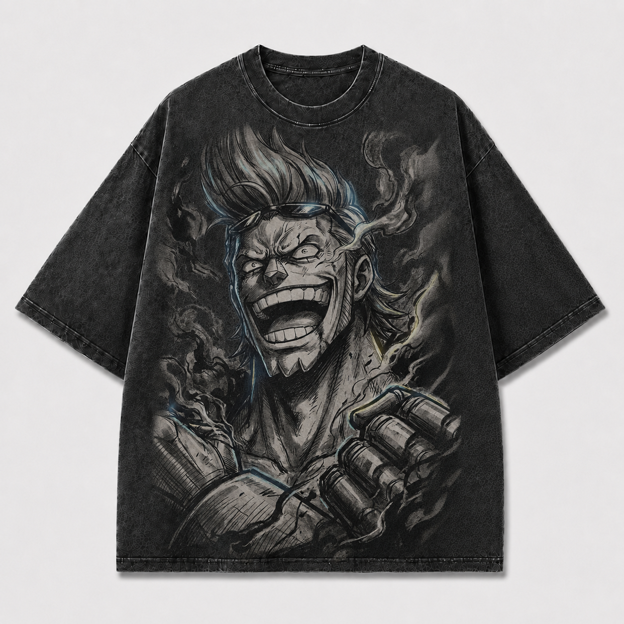 Oversized Streetwear Graphic Tee – Grinning Sketch Portrait Print