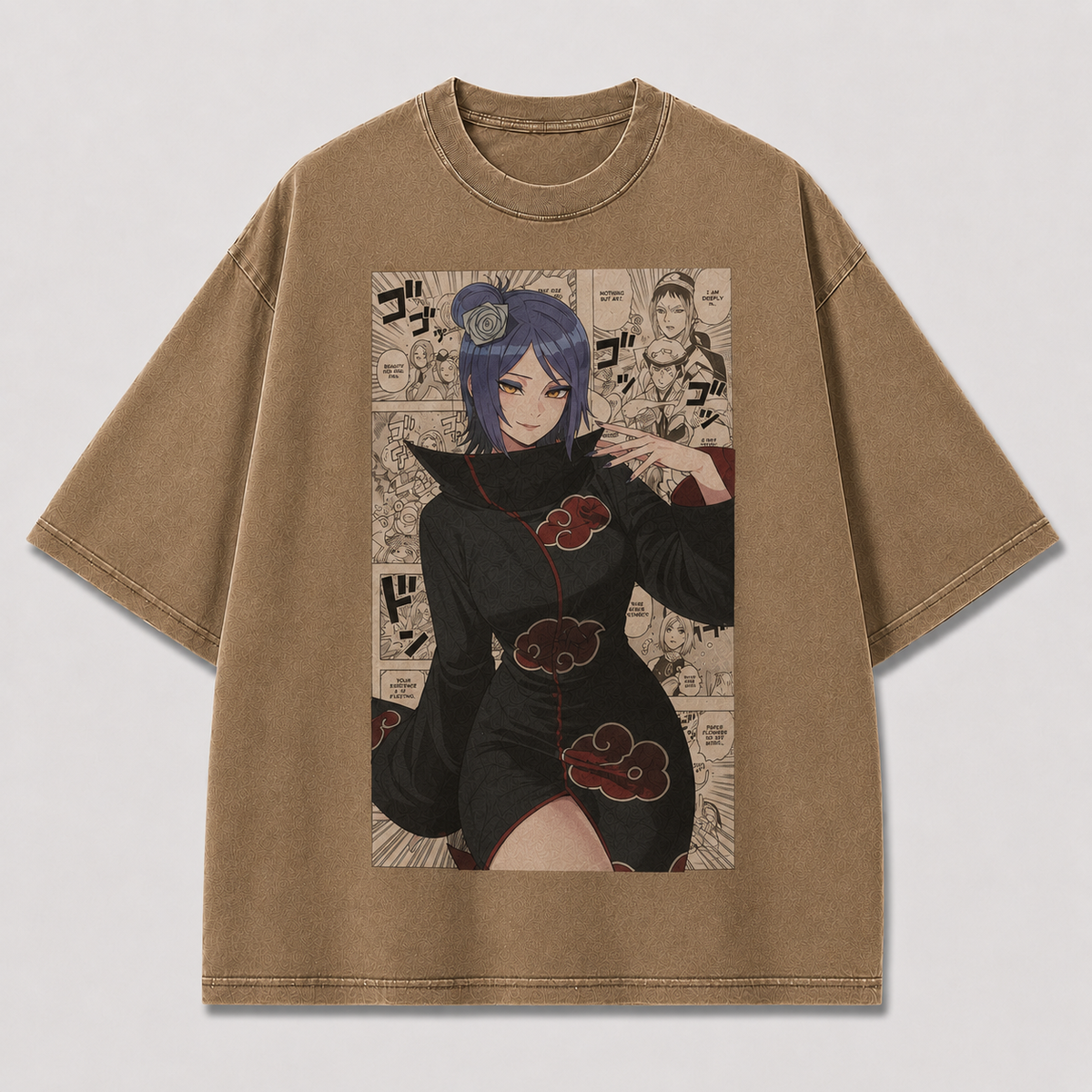 Oversized Streetwear Graphic Tee – Manga Panel Cloak Portrait Print