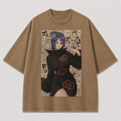 Oversized Streetwear Graphic Tee – Manga Panel Cloak Portrait Print