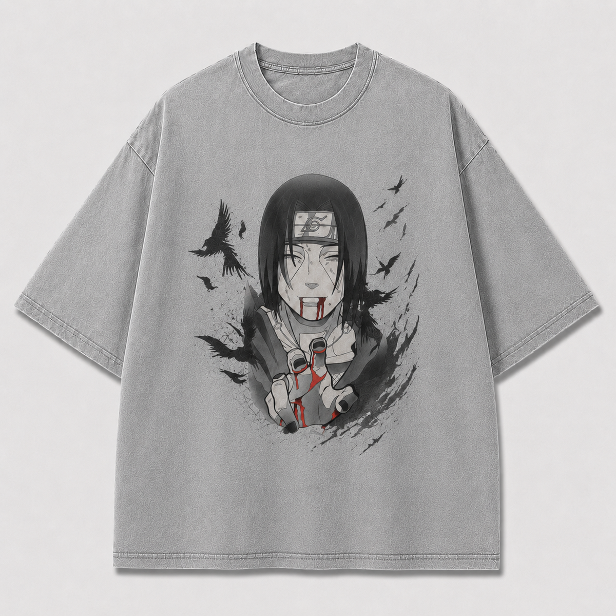 Oversized Streetwear Graphic Tee – Bloodied Peace Sign Portrait Print