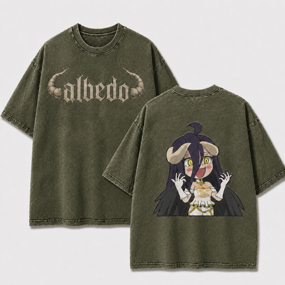 Chibi Horned Winged Guardian Vintage Washed Graphic Tee