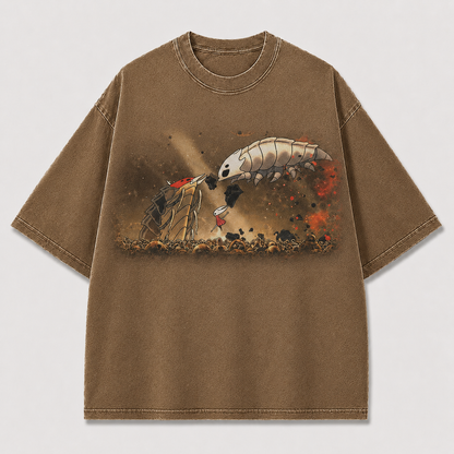 Twin Bug Creatures Landscape Graphic Print Oversized Tee
