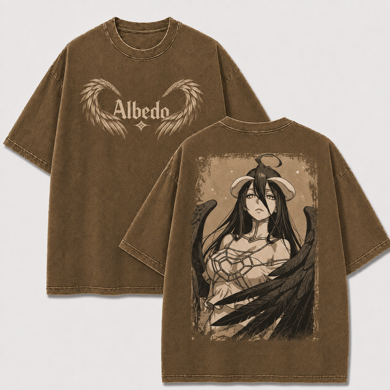 Monochrome Winged Dark Guardian Vintage Washed Graphic Tee