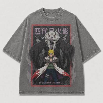 Oversized Streetwear Graphic Tee – Framed Demon Summoning Poster Print