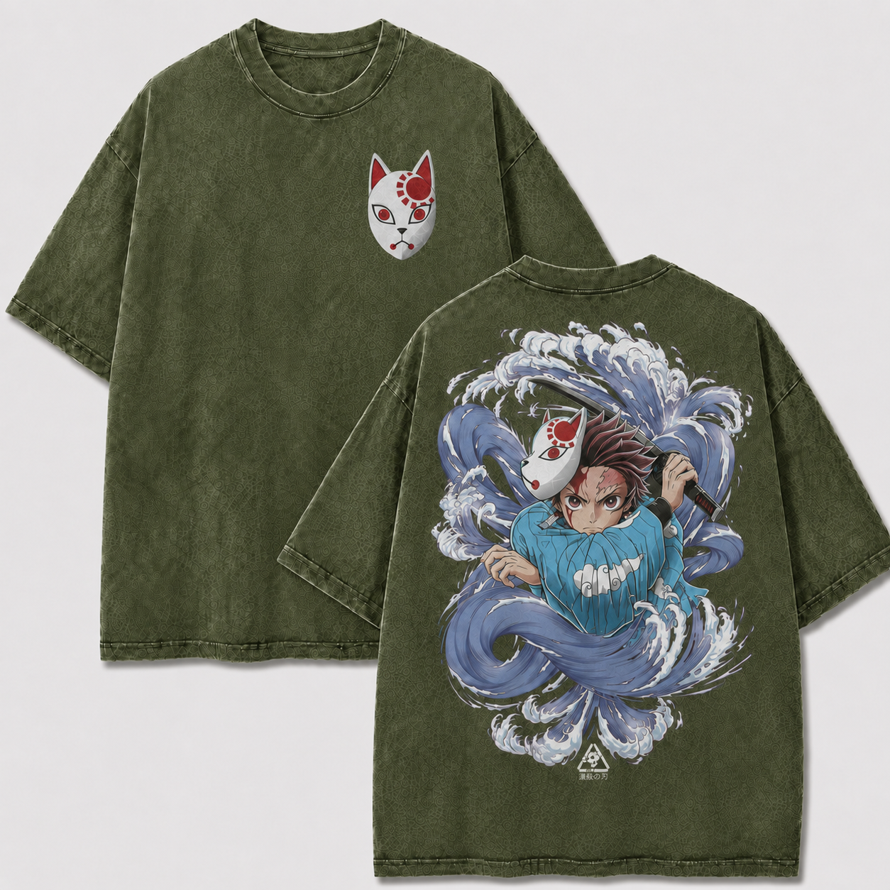 Fox Mask Water Swordsman Vintage Washed Graphic Tee