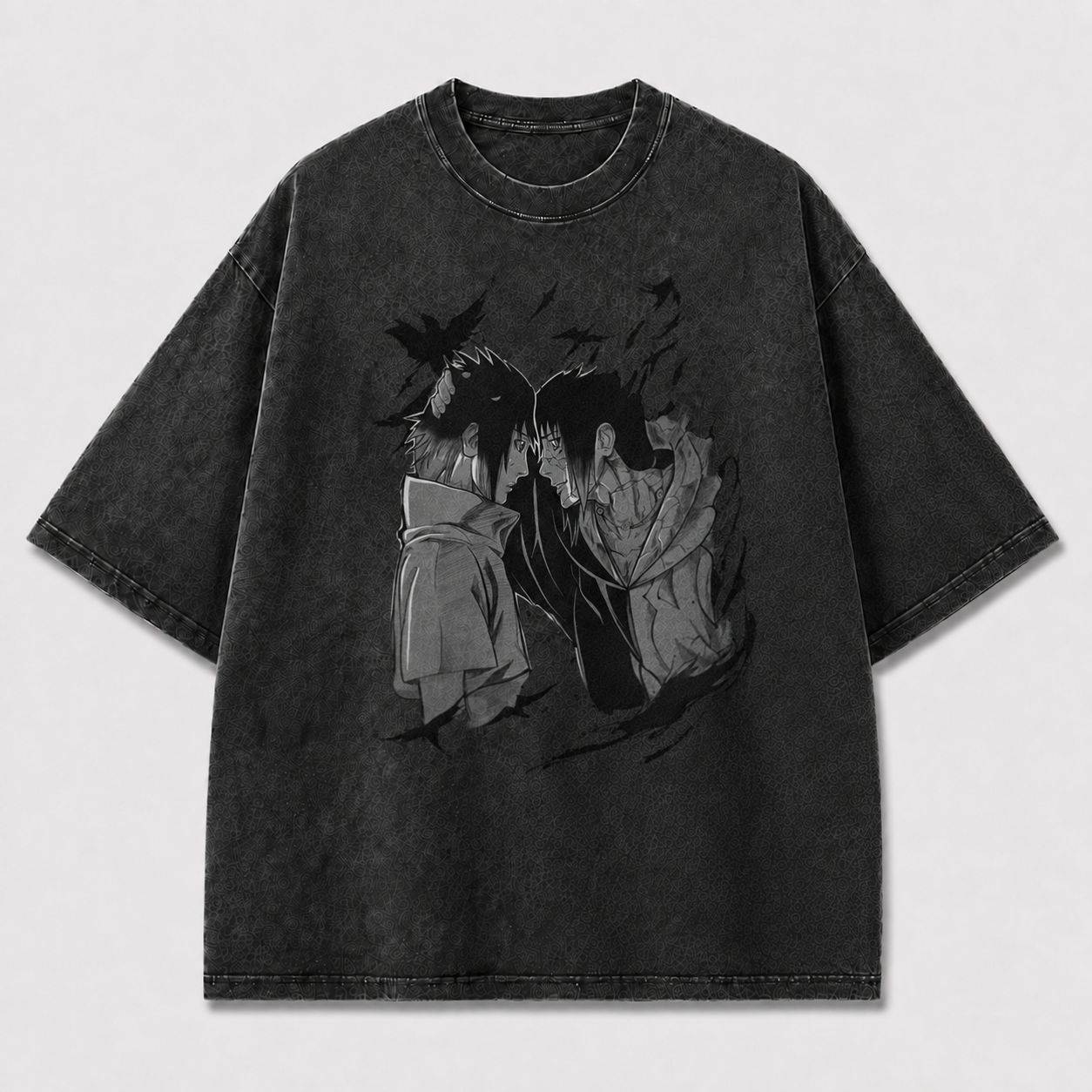 Oversized Streetwear Graphic Tee – Face-Off Duo Shadow Print