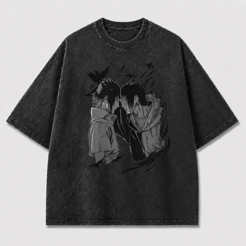 Oversized Streetwear Graphic Tee – Face-Off Duo Shadow Print