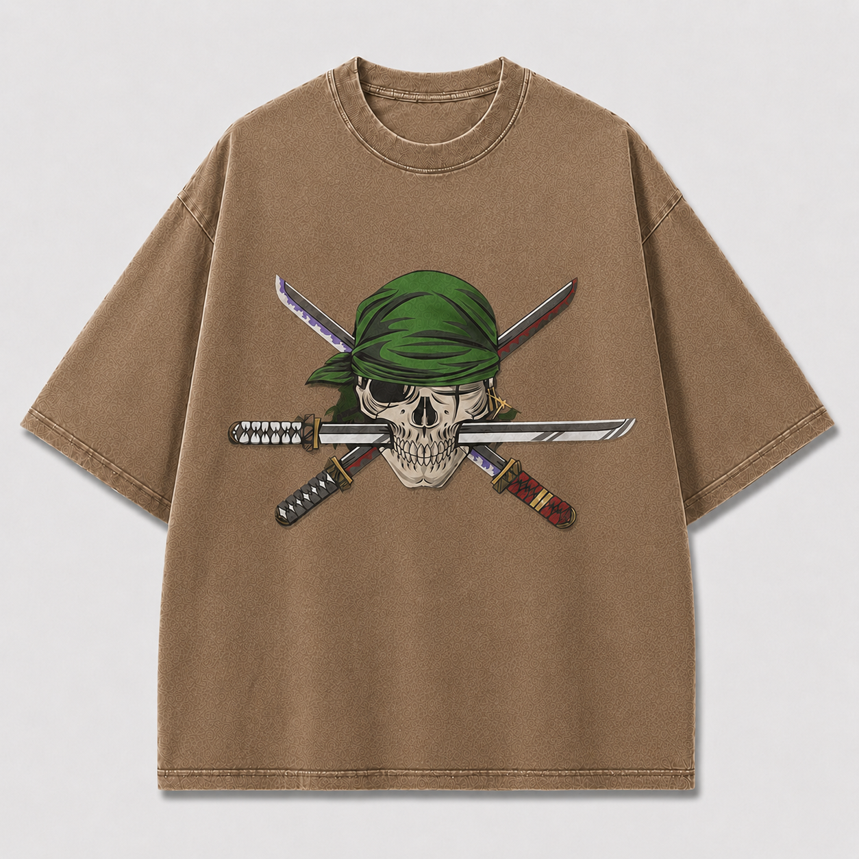 Oversized Graphic Print T-Shirt – Skull & Crossed Blades Streetwear Tee