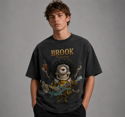 Oversized Streetwear Graphic Tee – Multi-Arm Musician Character Print