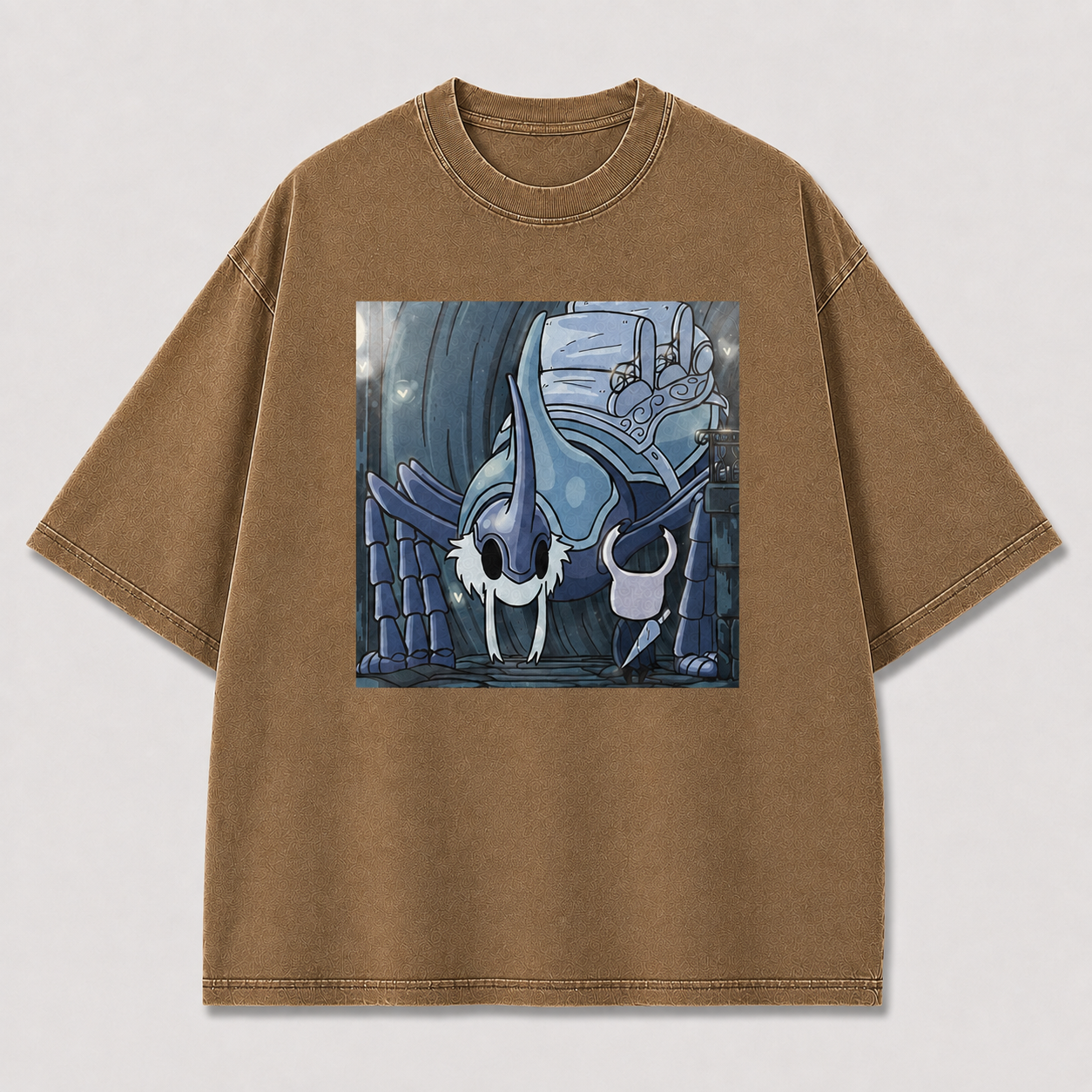 Blue Fanged Mask Creature Graphic Print Oversized Tee