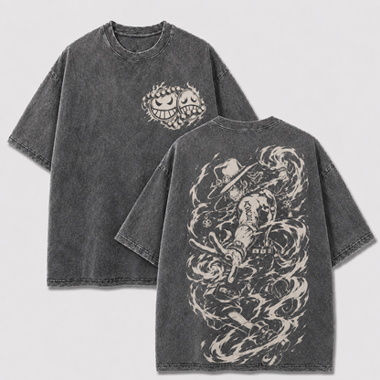 Oversized Streetwear Graphic Tee – Monochrome Swirl Line Art Print