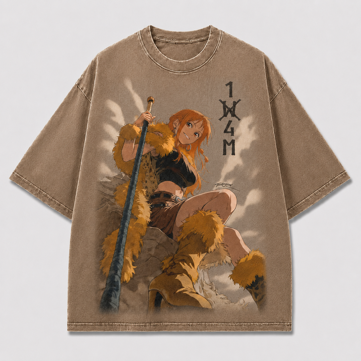 Oversized Streetwear Graphic Tee – Fur Warrior Sky Backdrop Print
