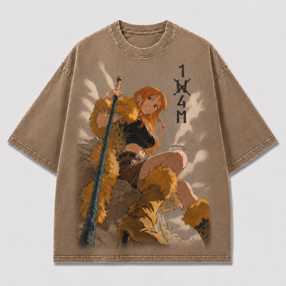 Oversized Streetwear Graphic Tee – Fur Warrior Sky Backdrop Print