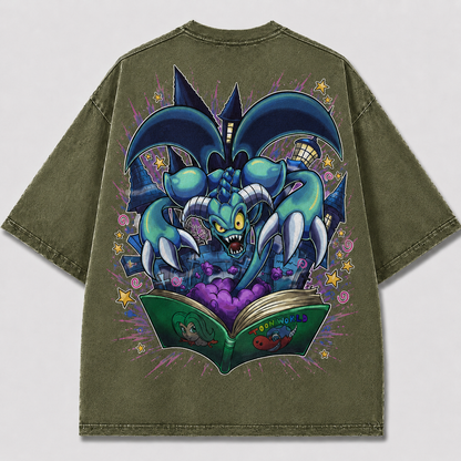 Oversized Storybook Creature Graphic Tee – Back Print Top