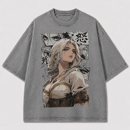 Oversized Graphic Print T-Shirt – Medieval Waifu Streetwear Tee