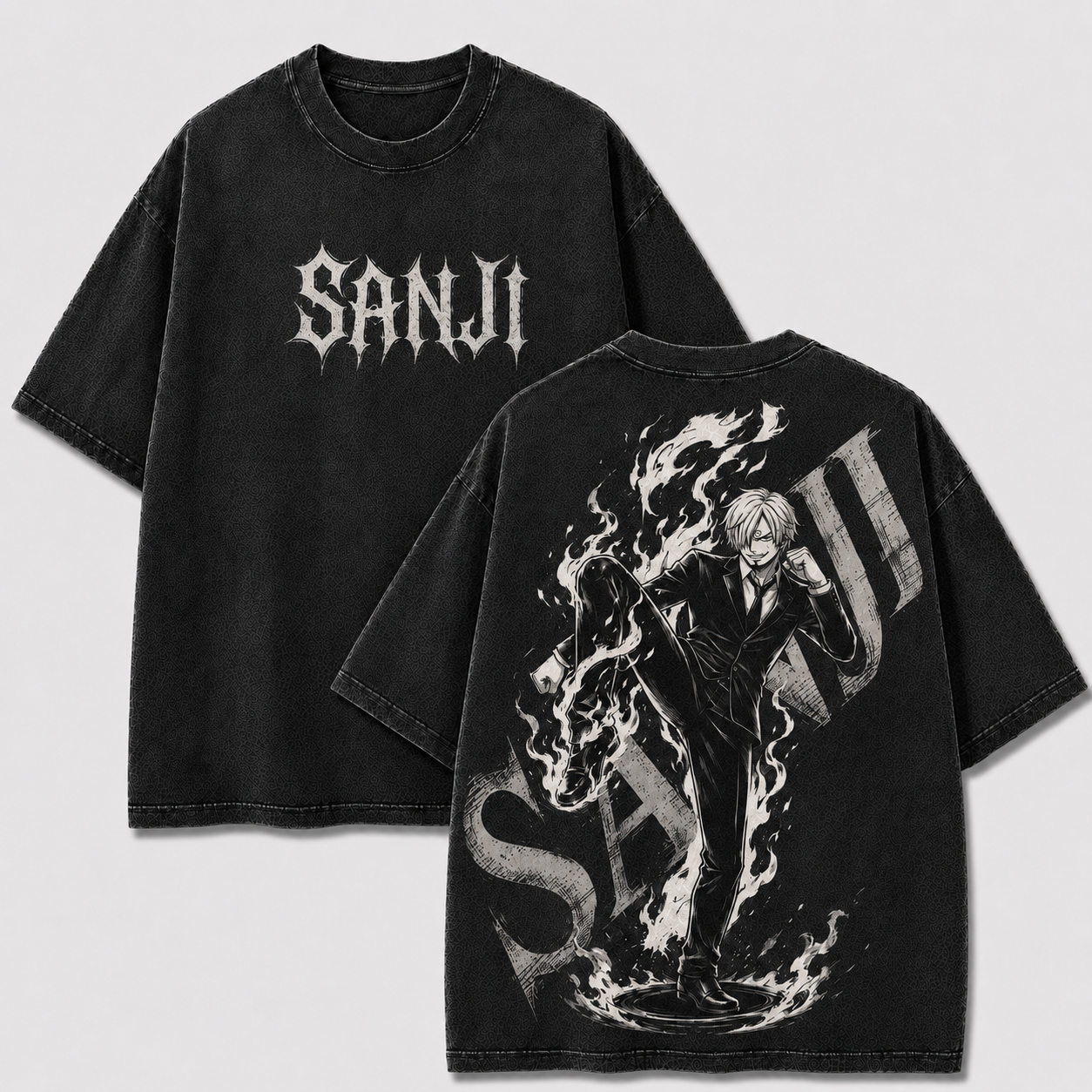 Oversized Streetwear Graphic Tee – Fire Kick Suited Silhouette Print