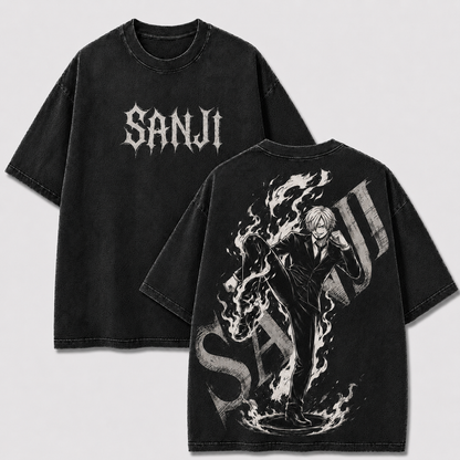 Oversized Streetwear Graphic Tee – Fire Kick Suited Silhouette Print