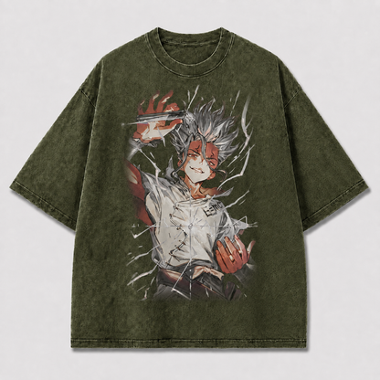 Oversized Shattered Glass Portrait Graphic Tee – Print Top