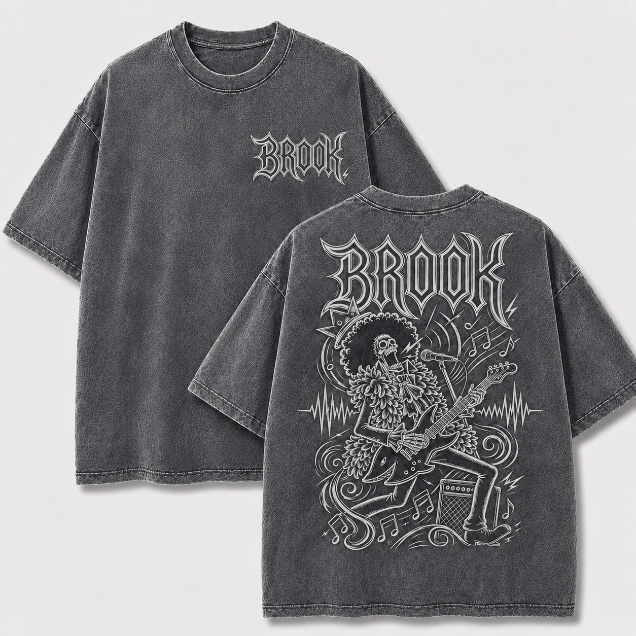 Oversized Streetwear Graphic Tee – Rock Skeleton Musician Print