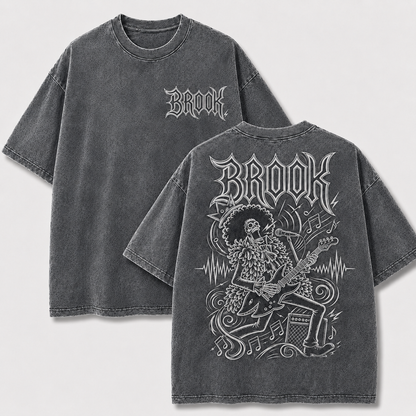 Oversized Streetwear Graphic Tee – Rock Skeleton Musician Print