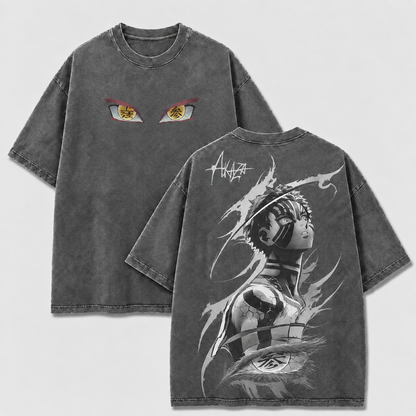 Golden-Eyed Striped Demon Vintage Washed Graphic Tee