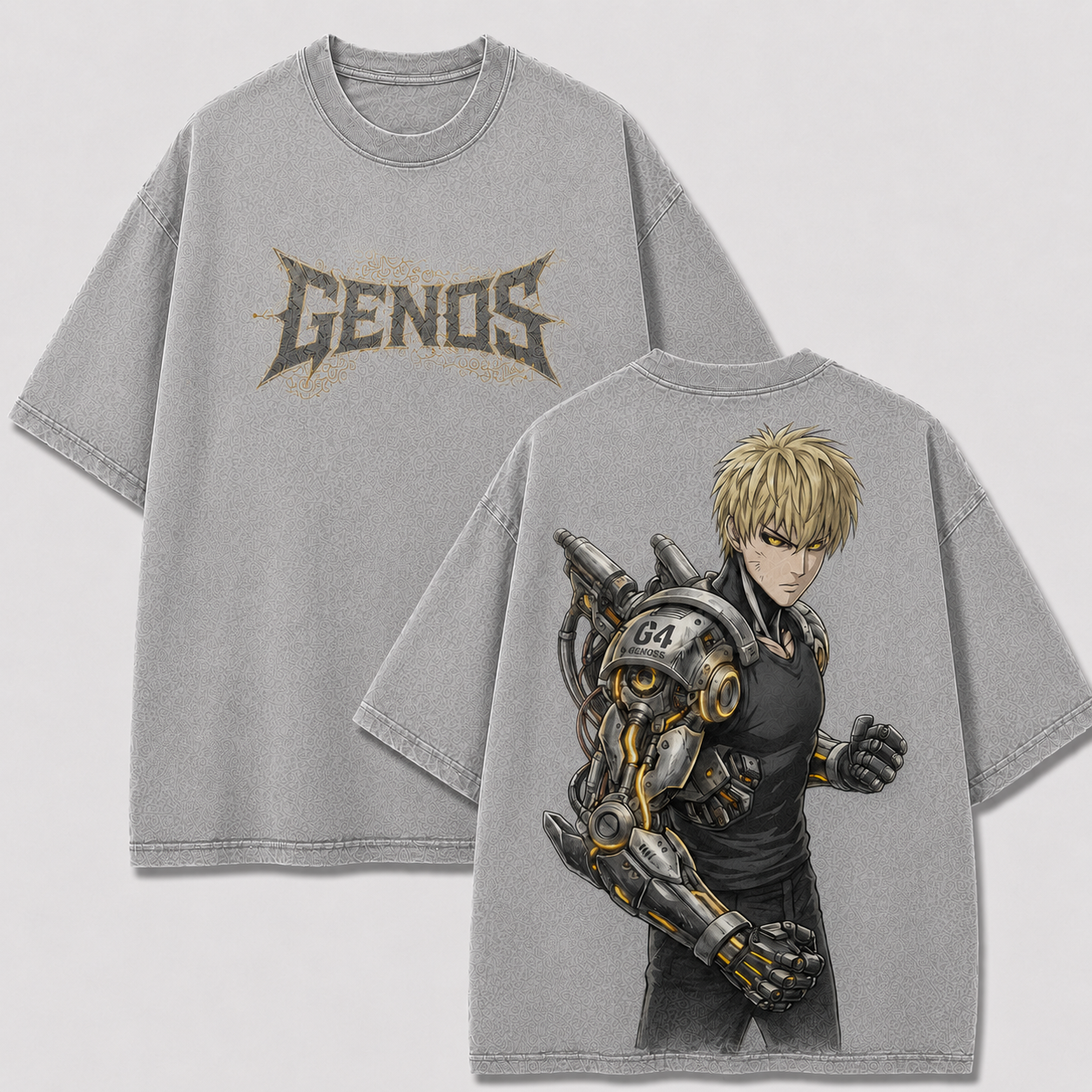 Oversized Streetwear Graphic Tee – Cyborg Mecha Arm Portrait Print