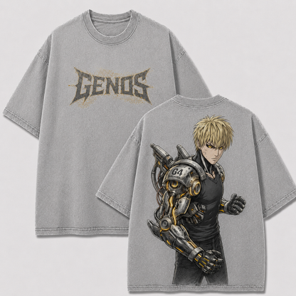 Oversized Streetwear Graphic Tee – Cyborg Mecha Arm Portrait Print