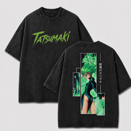 Oversized Streetwear Graphic Tee – Green Hair Manga Panel Print