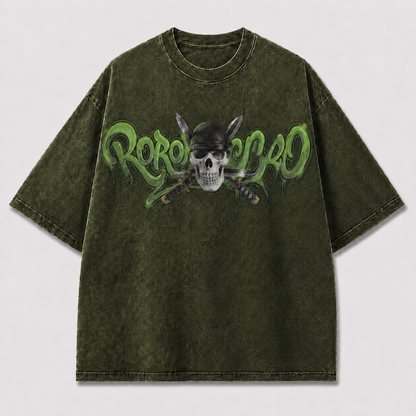 Oversized Graphic Print T-Shirt – Skull Swordsman Streetwear Tee