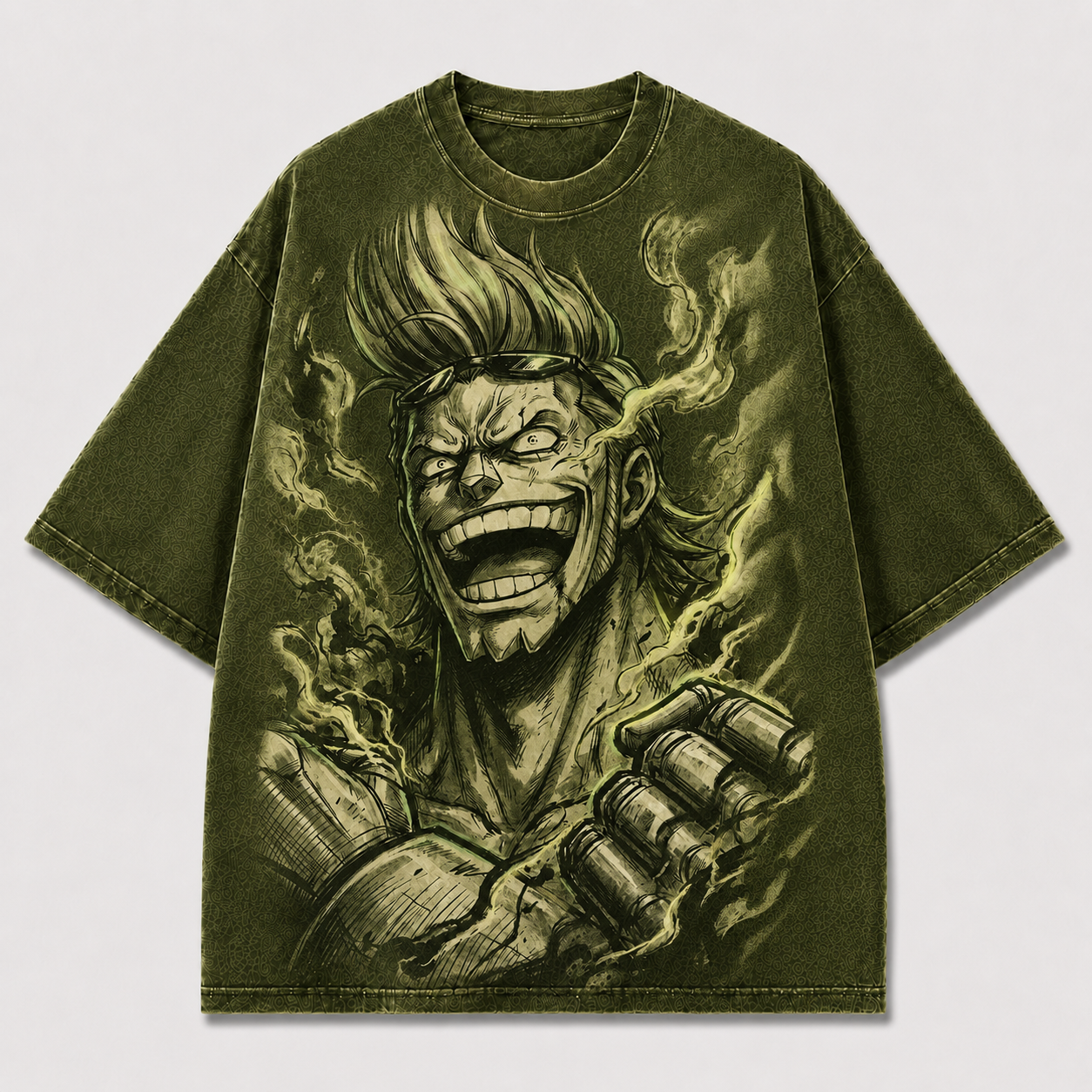 Oversized Streetwear Graphic Tee – Grinning Sketch Portrait Print