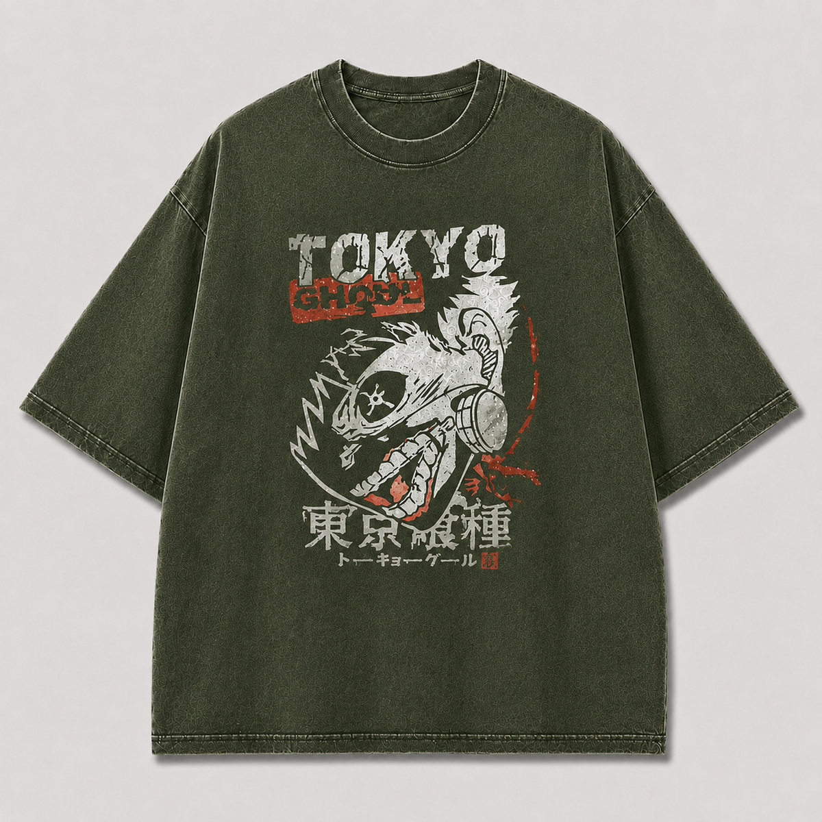 Oversized Monster Skull Graffiti Graphic Tee – Vintage Distressed Streetwear Shirt