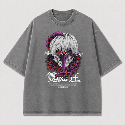Oversized Twin-Skull Demon Graphic Tee – Dark Horror Streetwear Shirt