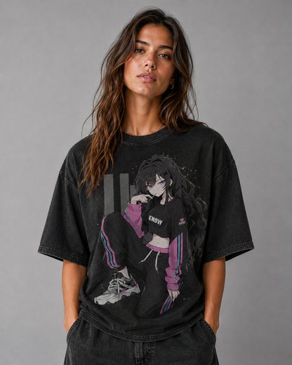 Oversized Graphic Print T-Shirt – Trackset Waifu Streetwear Tee