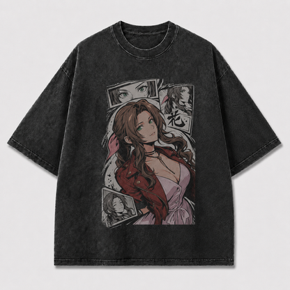 Oversized Graphic Print T-Shirt – Flower Girl Waifu Streetwear Tee