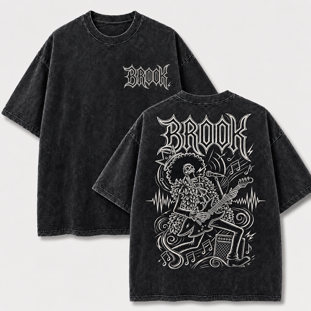 Oversized Streetwear Graphic Tee – Rock Skeleton Musician Print