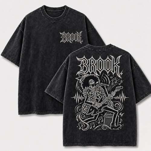 Oversized Streetwear Graphic Tee – Rock Skeleton Musician Print