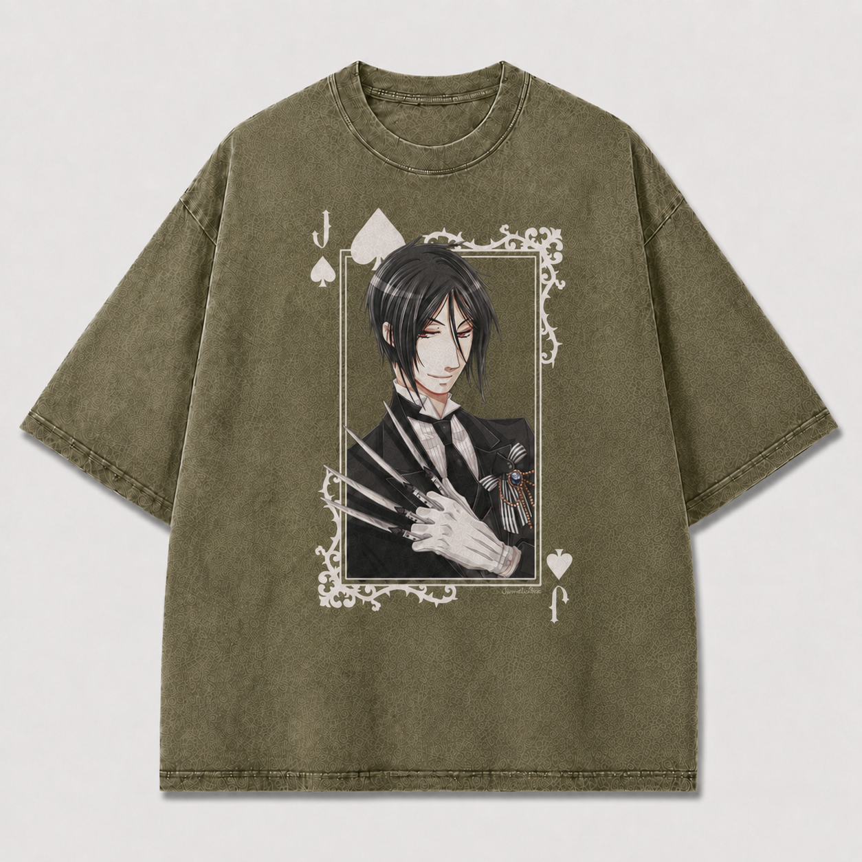 Oversized Playing Card Portrait Graphic Tee – Gothic Print Top