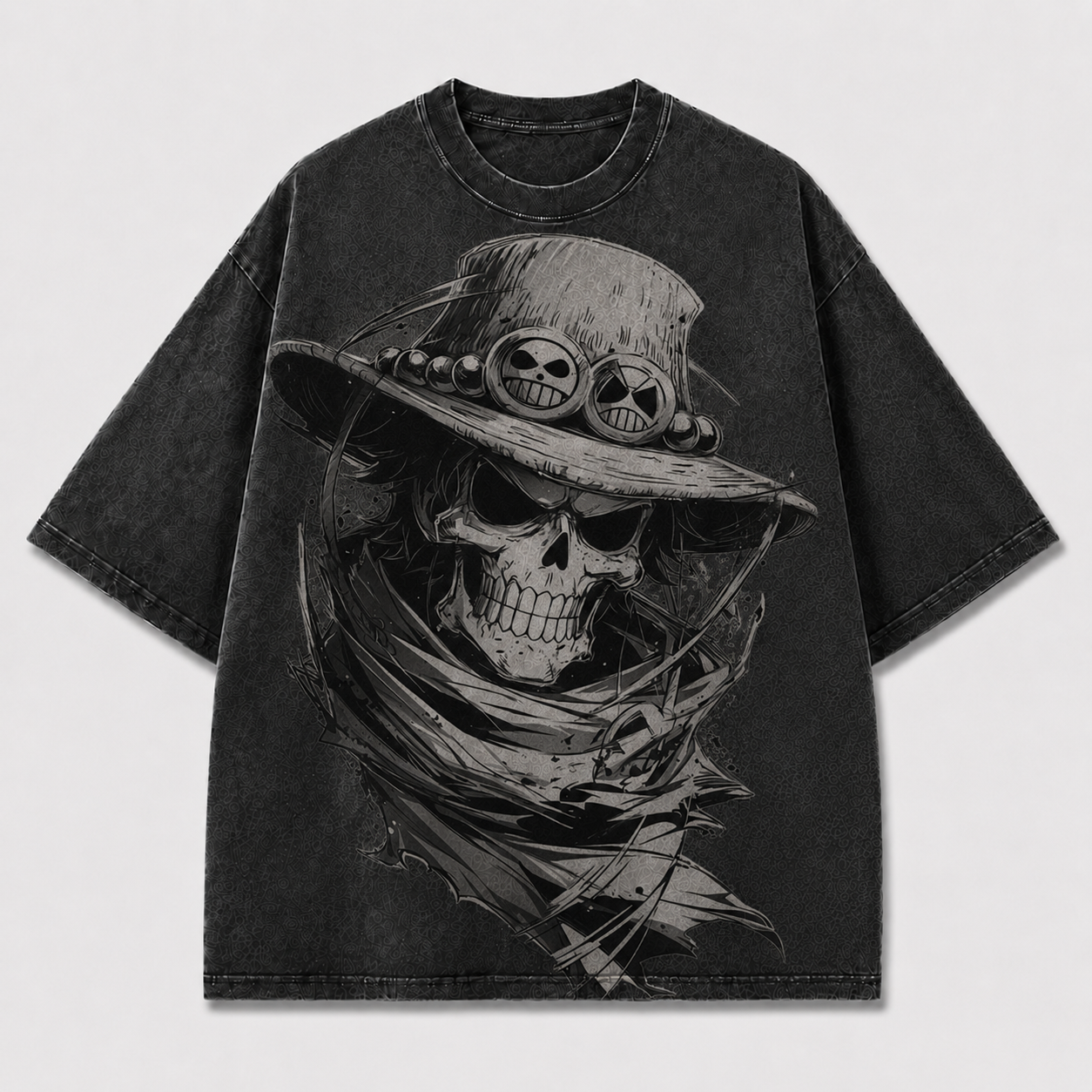 Oversized Streetwear Graphic Tee – Skull Hat Front Print