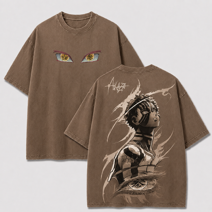 Golden-Eyed Striped Demon Vintage Washed Graphic Tee