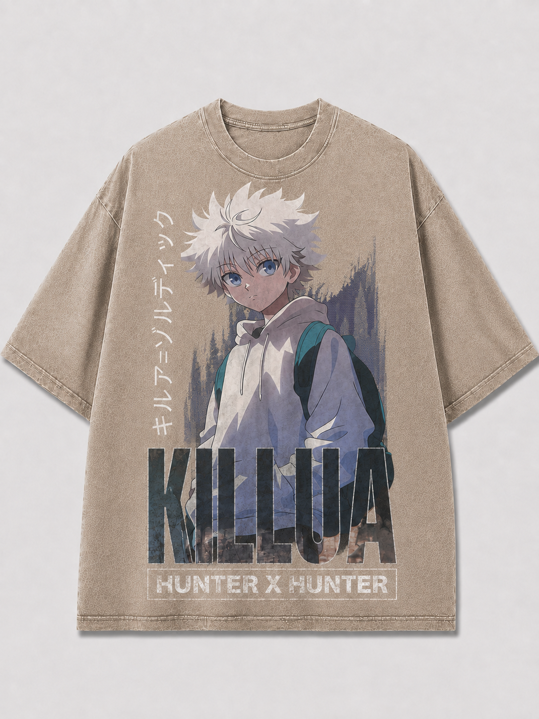 Oversized Hoodie Portrait Graphic Tee – Bold Typography Print Top