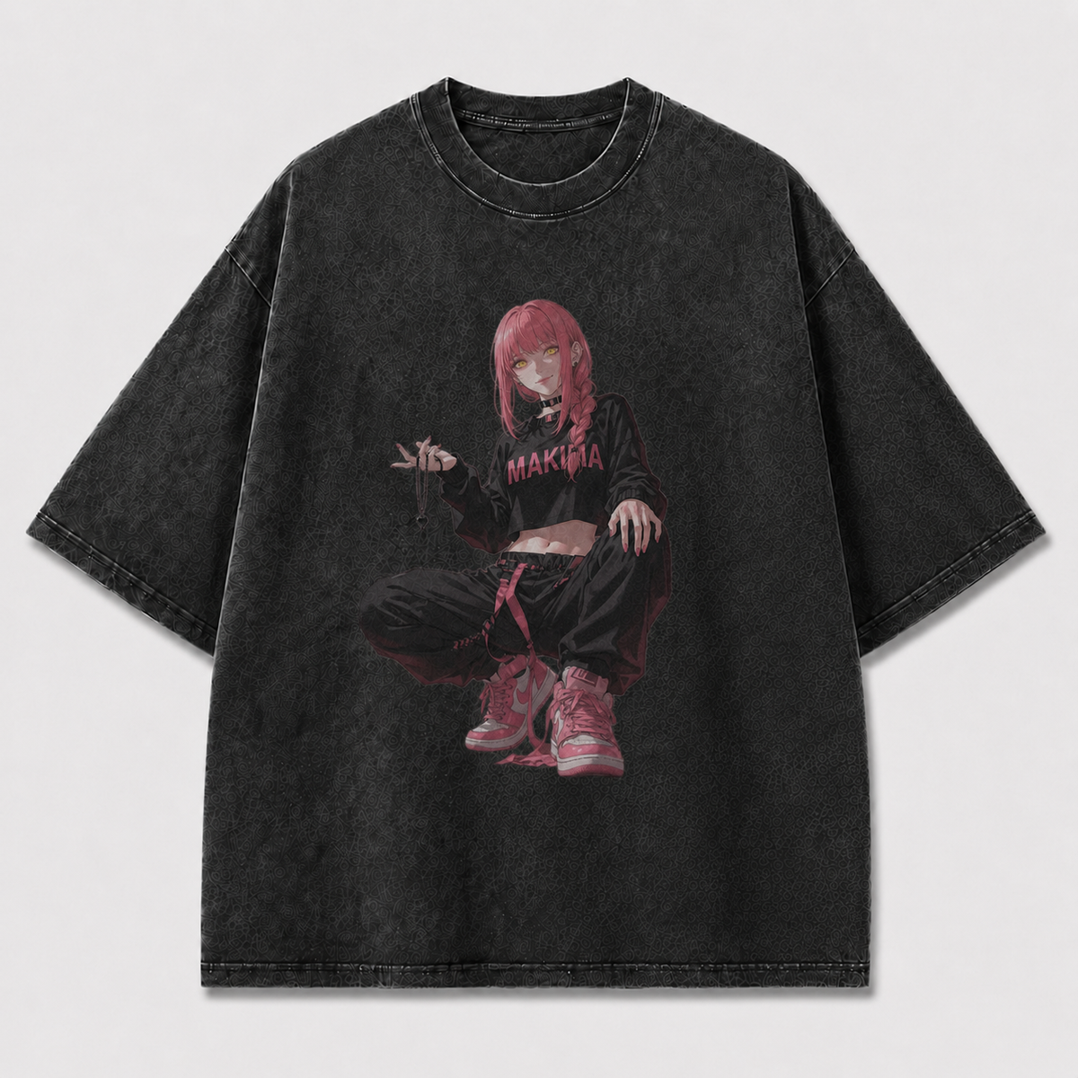 Oversized Graphic Print T-Shirt – Squat Pose Waifu Streetwear Tee
