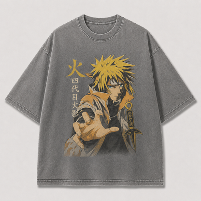 Oversized Streetwear Graphic Tee – Blade Charm Kanji Portrait Print