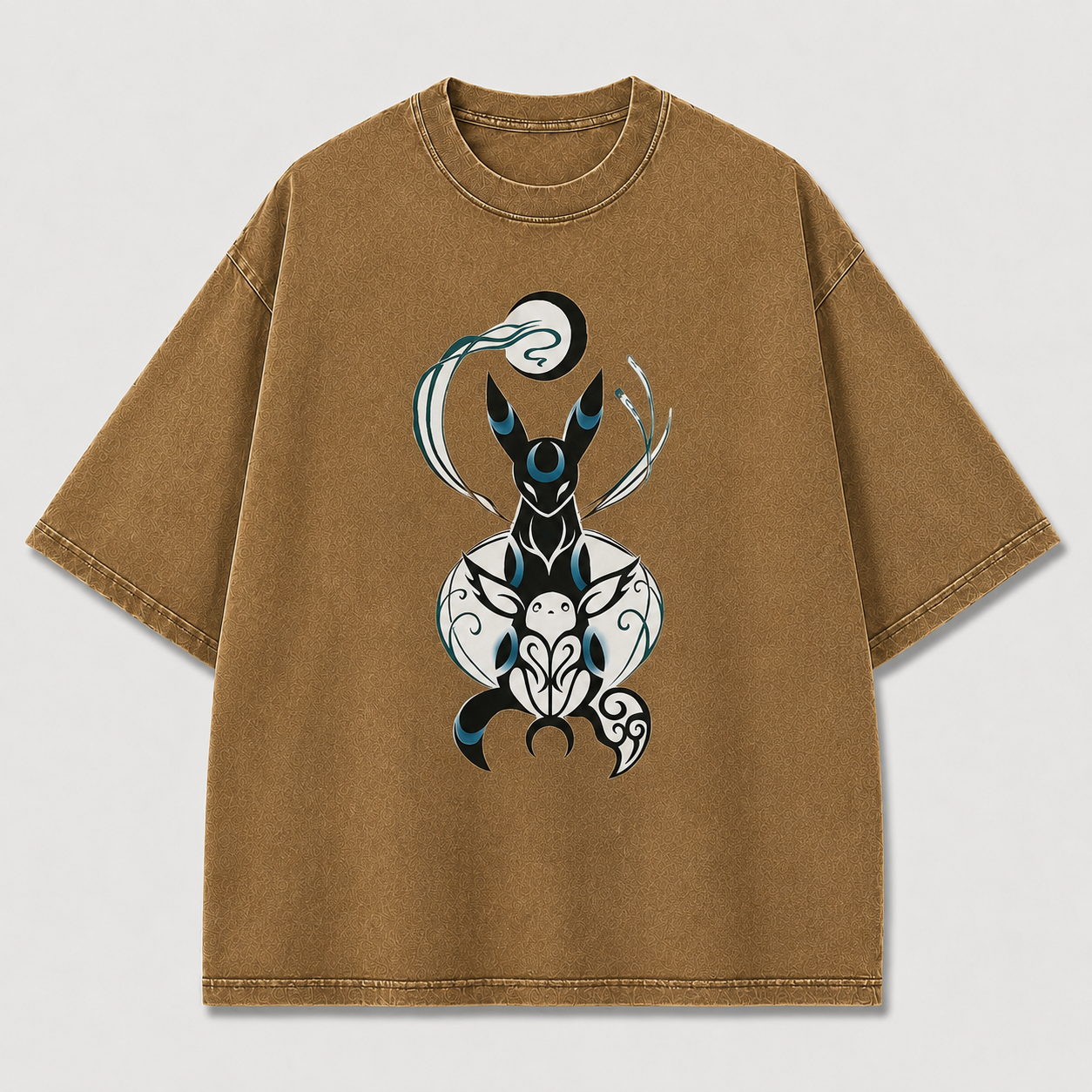 Moonlit Fox Spirit Duo Graphic Print Oversized Tee